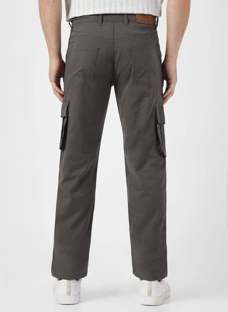 Urbano Fashion  Urbano Fashion Men's Dark Grey Regular Fit Solid Cargo Chino Pant with 6 Pockets for Men | Best Price UAE